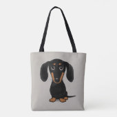 かわいい黒とタンダシュンドウィーナードッグマンガ トートバッグ (裏面)
