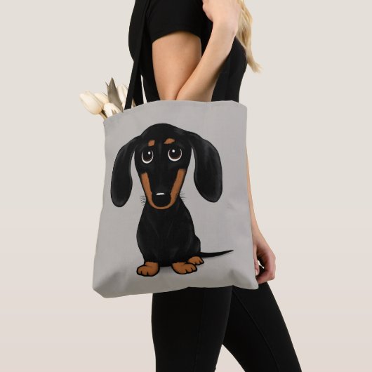 かわいい黒とタンダシュンドウィーナードッグマンガ トートバッグ (クローズアップ)