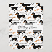 かわいい黒とタンダックスフントの柄 招待状 (正面/裏面)