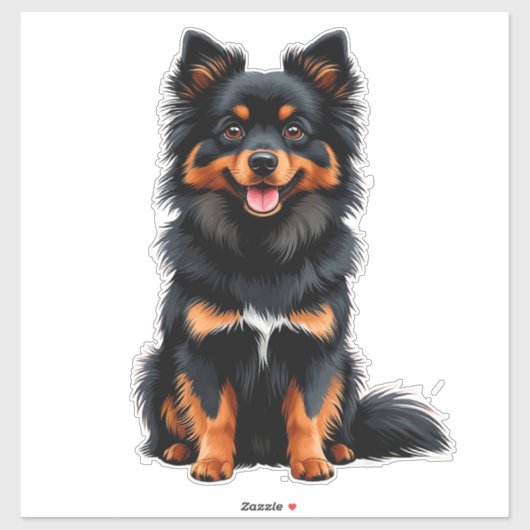 かわいい黒とタン色のポメラニアンの子犬 シール (シート)
