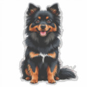 かわいい黒とタン色のポメラニアンの子犬 シール (正面)