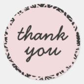 かわいい黒とピンクのダークボタニカル ラウンドシール (正面)