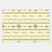 かわいい黒とピンクのバレンタインデーハートパステル ラッピングペーパーシート (正面3)