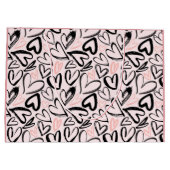 かわいい黒とピンクのバレンタインデーハート ラージペーパーバッグ (裏面)