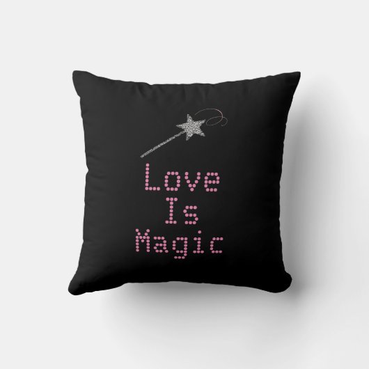 かわいい黒とピンクの愛は魔法 クッション (裏面)
