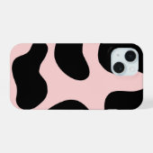 かわいい黒とピンクの携帯ケース iPhone 15ケース (裏面横)