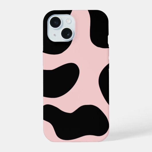 かわいい黒とピンクの携帯ケース iPhone 15ケース (裏面)
