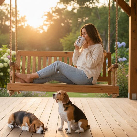 かわいい黒とブラウンズビーグルラブ コーヒーマグカップ