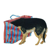 かわいい黒と日焼け犬の頭とショッピングバッグ Tシャツ