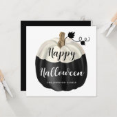 かわいい黒と白のかぼちゃ ハッピーハロウィン カード (正面/裏面インサイチュ)