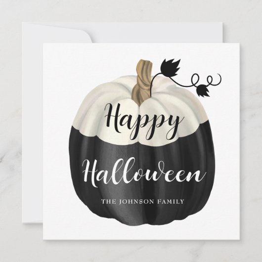かわいい黒と白のかぼちゃ ハッピーハロウィン カード (正面)