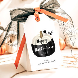 かわいい黒と白のかぼちゃ ハッピーハロウィン ギフトタグ