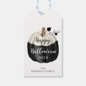 かわいい黒と白のかぼちゃ ハッピーハロウィン ギフトタグ (正面)