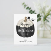 かわいい黒と白のかぼちゃ ハッピーハロウィン ポストカード (スタンド正面)