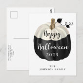 かわいい黒と白のかぼちゃ ハッピーハロウィン ポストカード (正面/裏面)