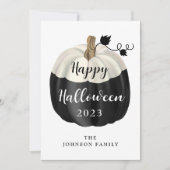 かわいい黒と白のかぼちゃ ハッピー ハロウィン カード (正面)