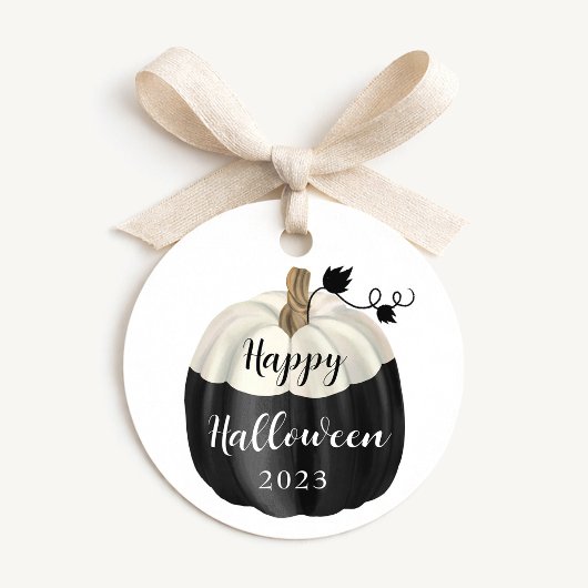 かわいい黒と白のカボチャ ハッピー ハロウィン フェイバータグ