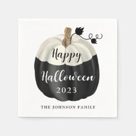 かわいい黒と白のカボチャ ハッピー ハロウィン 2022 スタンダードカクテルナプキン