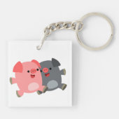 かわいい黒と白のキャラクター豚アクリルキーホルダー キーホルダー (裏面)