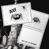 かわいい黒と白のクモ | Spider Webハロウィーン カード