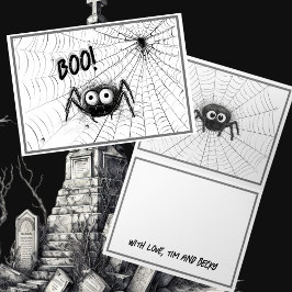 かわいい黒と白のクモ | Spider Webハロウィーン カード