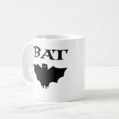 かわいい黒と白のコウモリ ハロウィン コーヒーマグカップ (正面左)