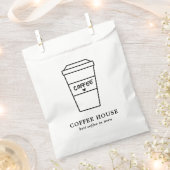 かわいい黒と白のコーヒーカップ カフェ フェイバーバッグ (クリップ留めされた状態)