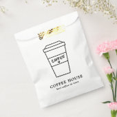 かわいい黒と白のコーヒーカップ カフェ フェイバーバッグ (封をした状態)