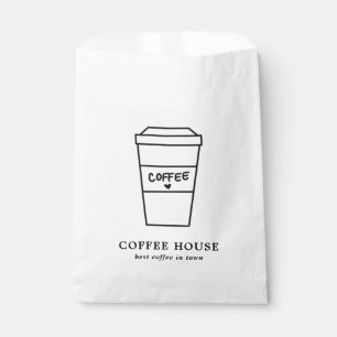 かわいい黒と白のコーヒーカップ カフェ フェイバーバッグ