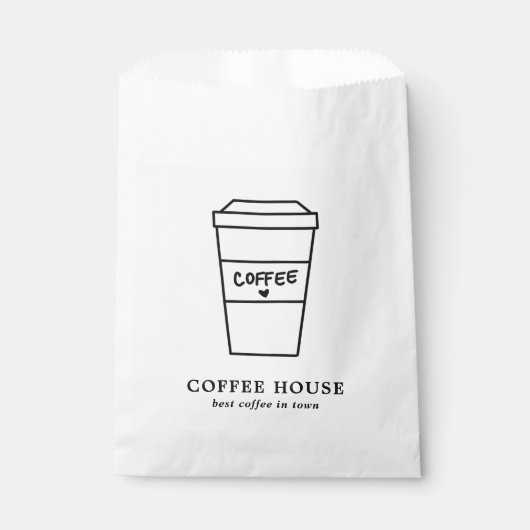 かわいい黒と白のコーヒーカップ カフェ フェイバーバッグ (正面)