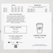 かわいい黒と白のコーヒーカップ カフェ メニュー (正面/裏面)