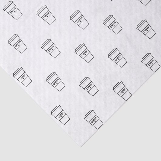 かわいい黒と白のコーヒーカップ コーヒーショップ 薄葉紙 (詳細)