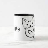 かわいい黒と白のスケッチが抱きしめる子猫 マグカップ (中央)
