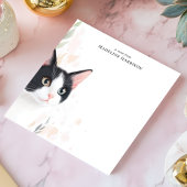 かわいい黒と白のタキシード猫パーソナライズされた名 ノートパッド