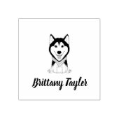 かわいい黒と白のハスキー犬 ラバースタンプ (インプリント)