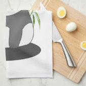 かわいい黒と白のパンダを竹に キッチンタオル (四つ折り)