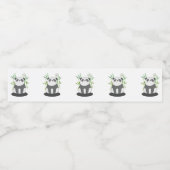 かわいい黒と白のパンダを竹に ペットボトルラベル (シングルラベル)