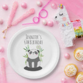 かわいい黒と白のパンダを竹に ペーパープレート (パーティー)