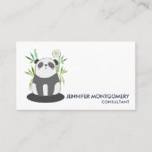 かわいい黒と白のパンダを竹に 名刺 (正面)