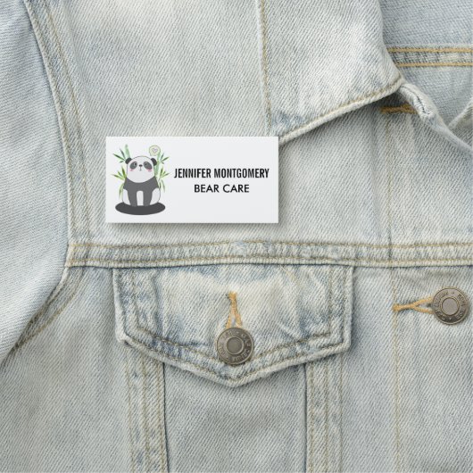 かわいい黒と白のパンダを竹に 名札 (インサイチュ)