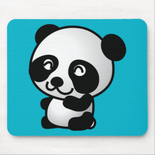 かわいい黒と白のパンダクマの漫画のグラフィック マウスパッド