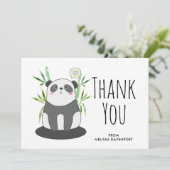 かわいい黒と白のパンダ竹の中 サンキューカード (スタンド正面)