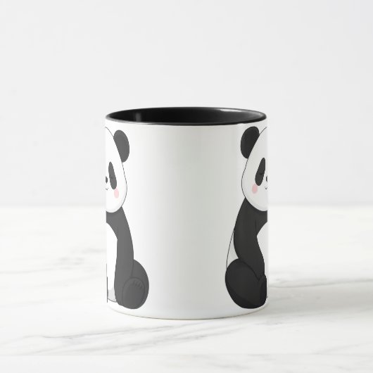 かわいい黒と白のパンダ マグカップ (中央)