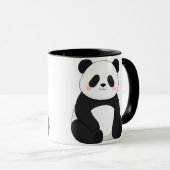 かわいい黒と白のパンダ マグカップ (正面右)