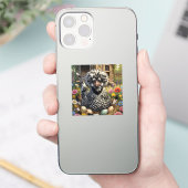 かわいい黒と白のポーランド鶏 シール (スマートフォン)