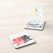 かわいい黒と白のマンガ豚のコースターセット コースター (右側)