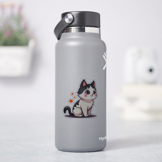 かわいい黒と白の子猫 - ハロウィンちび シール (HydroFlask)