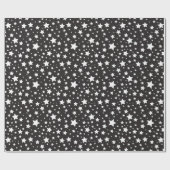 かわいい黒と白の宇宙の星のパターン ラッピングペーパー (フラット)