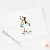 かわいい黒と白の楽しいペンギンのドラマー ラウンドシール (封筒)