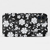 かわいい黒と白の渦巻き花模様 Case-Mate iPhoneケース (裏面(横))
